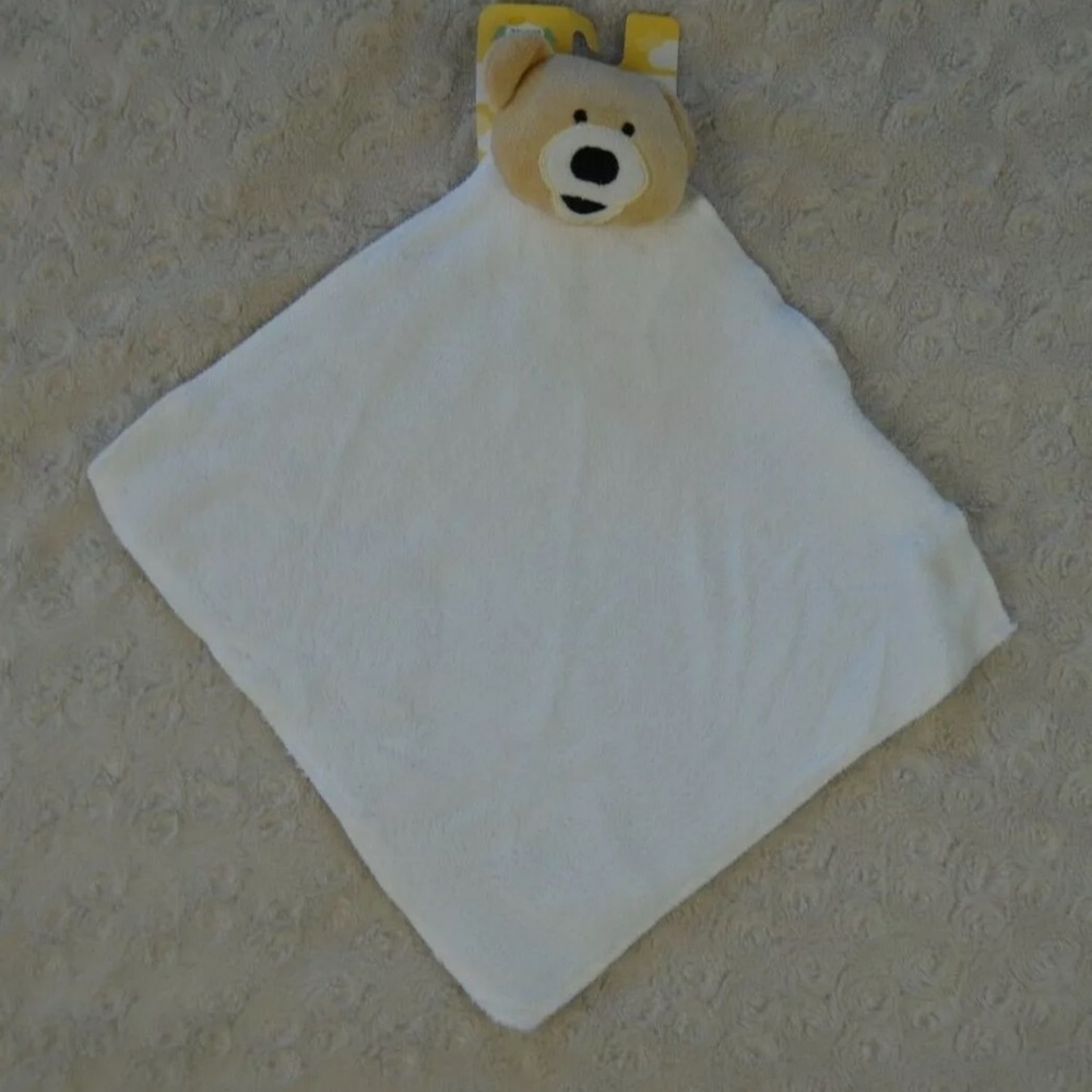 Greenbrier Teddy Bear Lovey Security Blanket Tan White Plush Baby Toy